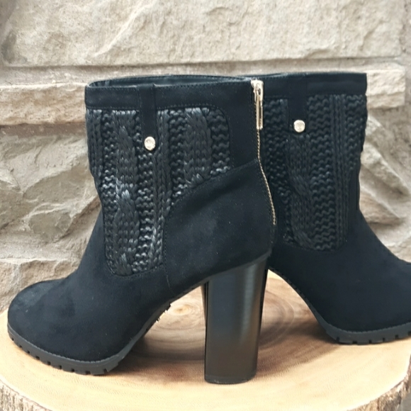 EUC JUICY COUTURE BLACK BLOCK HEELED ANKLE BOOTS - Picture 5 of 10